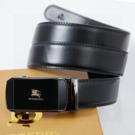 Burberry - Black Leather Belt with Logo Buckle