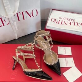 Valentino - Studded Multi-Strap Pointed Toe Kitten Heels Shoes in 7 Colors