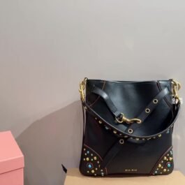 Miu Miu - Studded Leather Shoulder Hobo Bag in 4 Colors