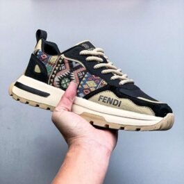 Fendi - Flow Sneakers with Geometric Pattern in 2 Colors