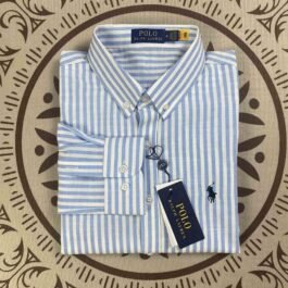 Ralph Lauren -  Long Sleeve Blue Stripes Linen Shirt