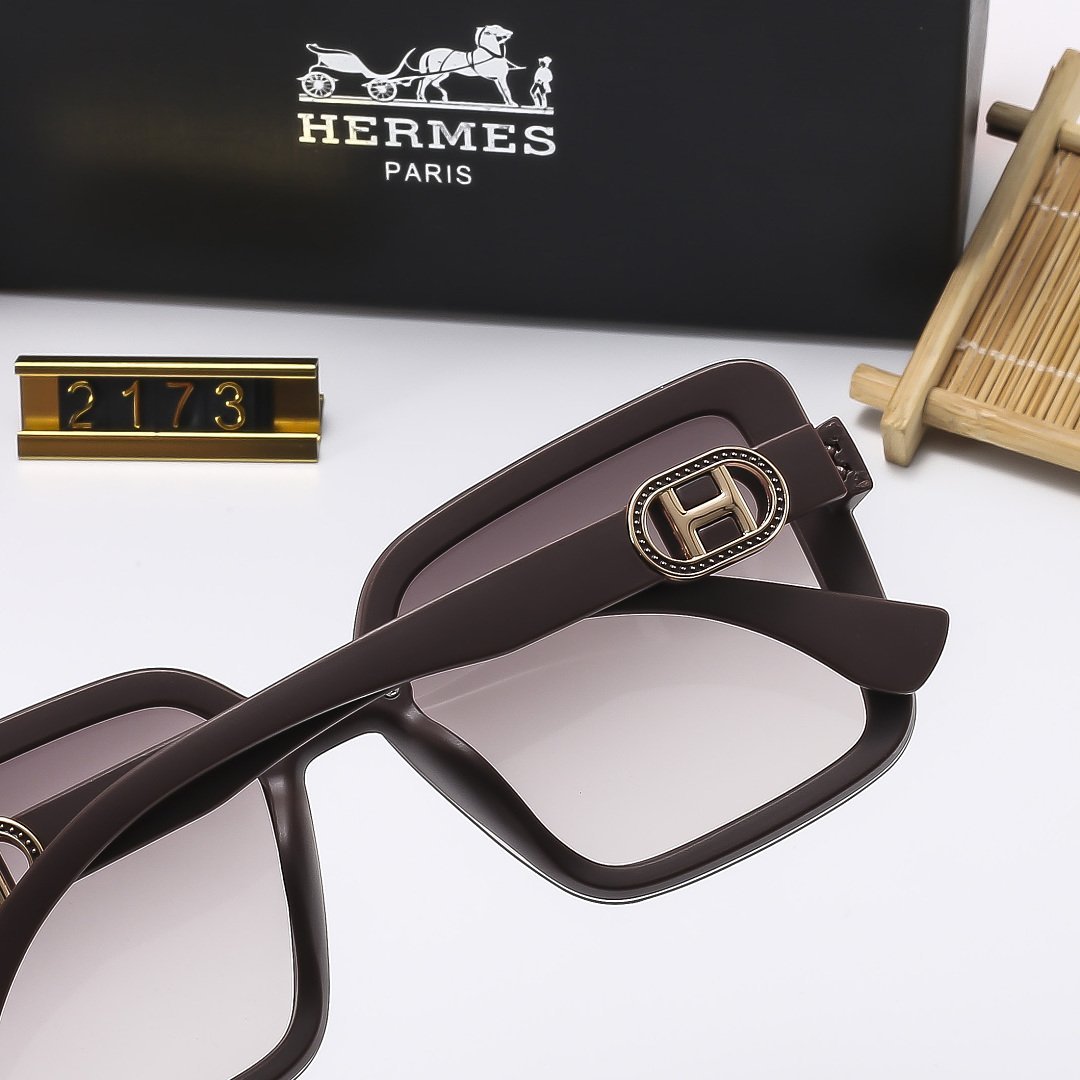 Hermes - Oversized Women's Sunglassess With Box in 4 Colors - Image 7