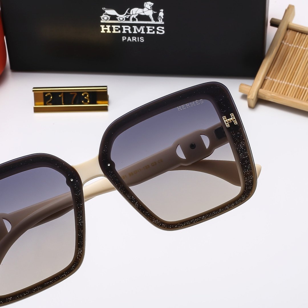 Hermes - Oversized Women's Sunglassess With Box in 4 Colors - Image 8