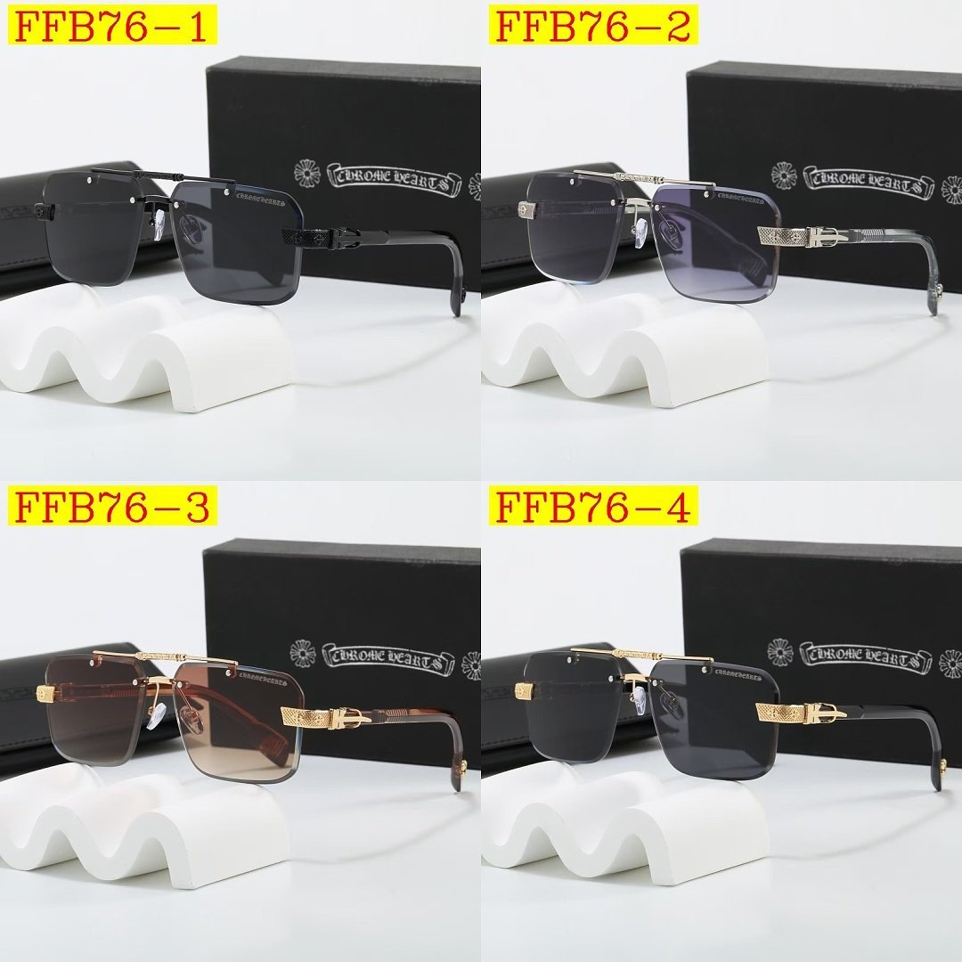 Chrome Hearts - Rimless Rectangle Aviator Sunglasses with box in 4 Colors – Image 5