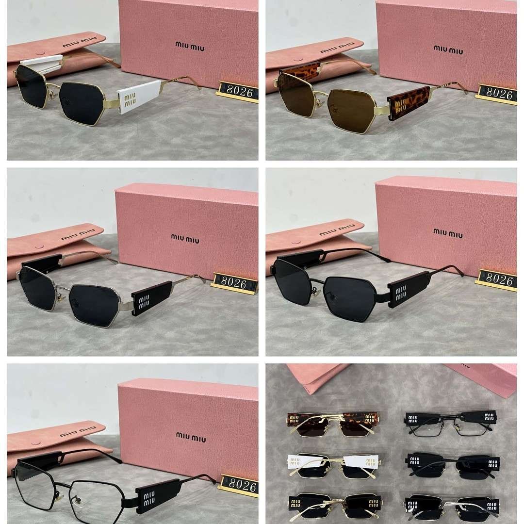 Miu Miu – Lunettes de soleil à monture hexagonale avec boîte en 6 coloris – Image 11
