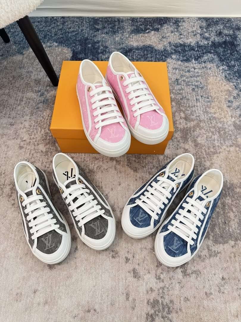 Louis Vuitton - Pikowane płócienne trampki w 3 kolorach