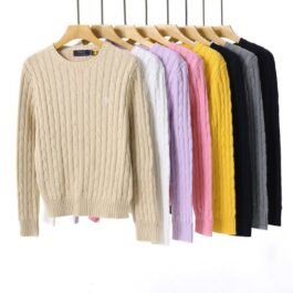 Polo Ralph Lauren - Suéter de gola redonda em tricô trançado em 8 cores