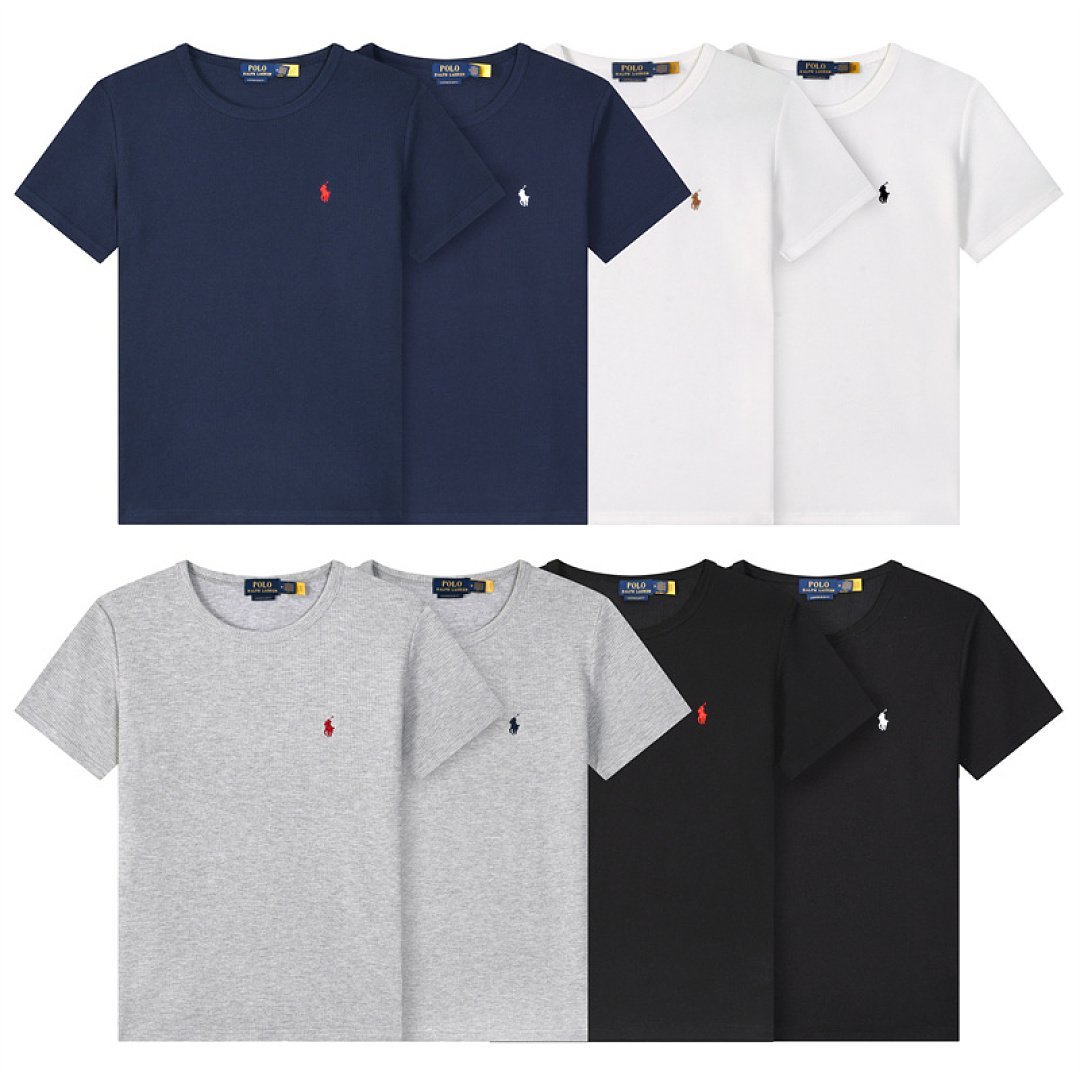 Polo Ralph Lauren - Prążkowana koszulka z okrągłym dekoltem w 8 kolorach - obrazek 21