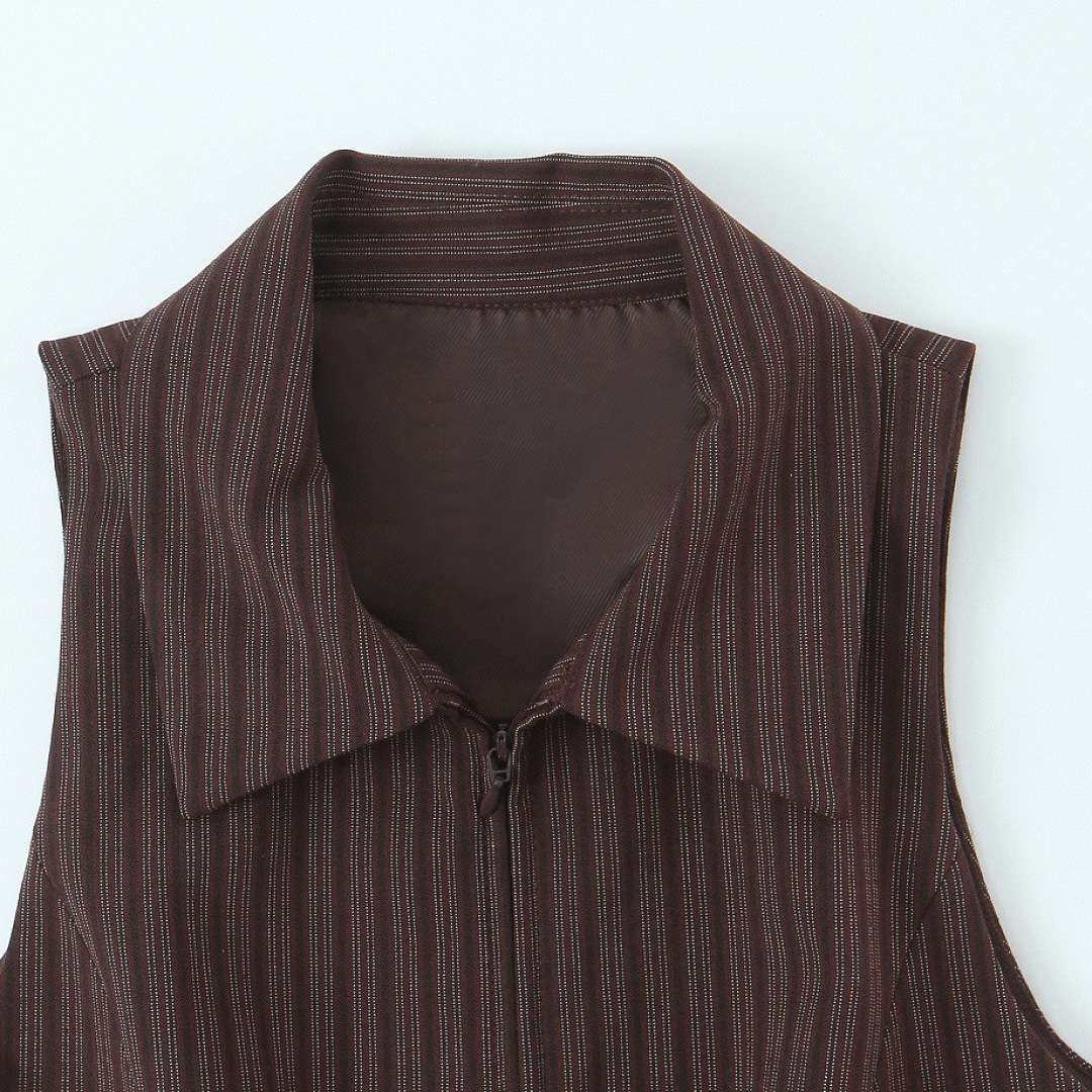 Zara - Zestaw topu i spodni z prążkowanej dzianiny w pionowe paski - obrazek 8