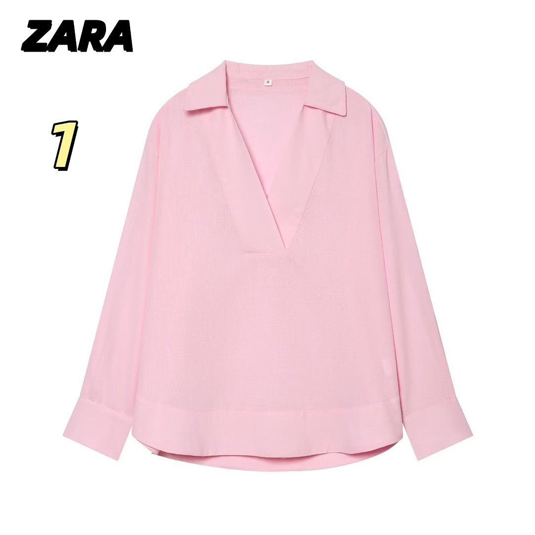 Zara - Bluzka z obszernym kołnierzykiem w 3 kolorach