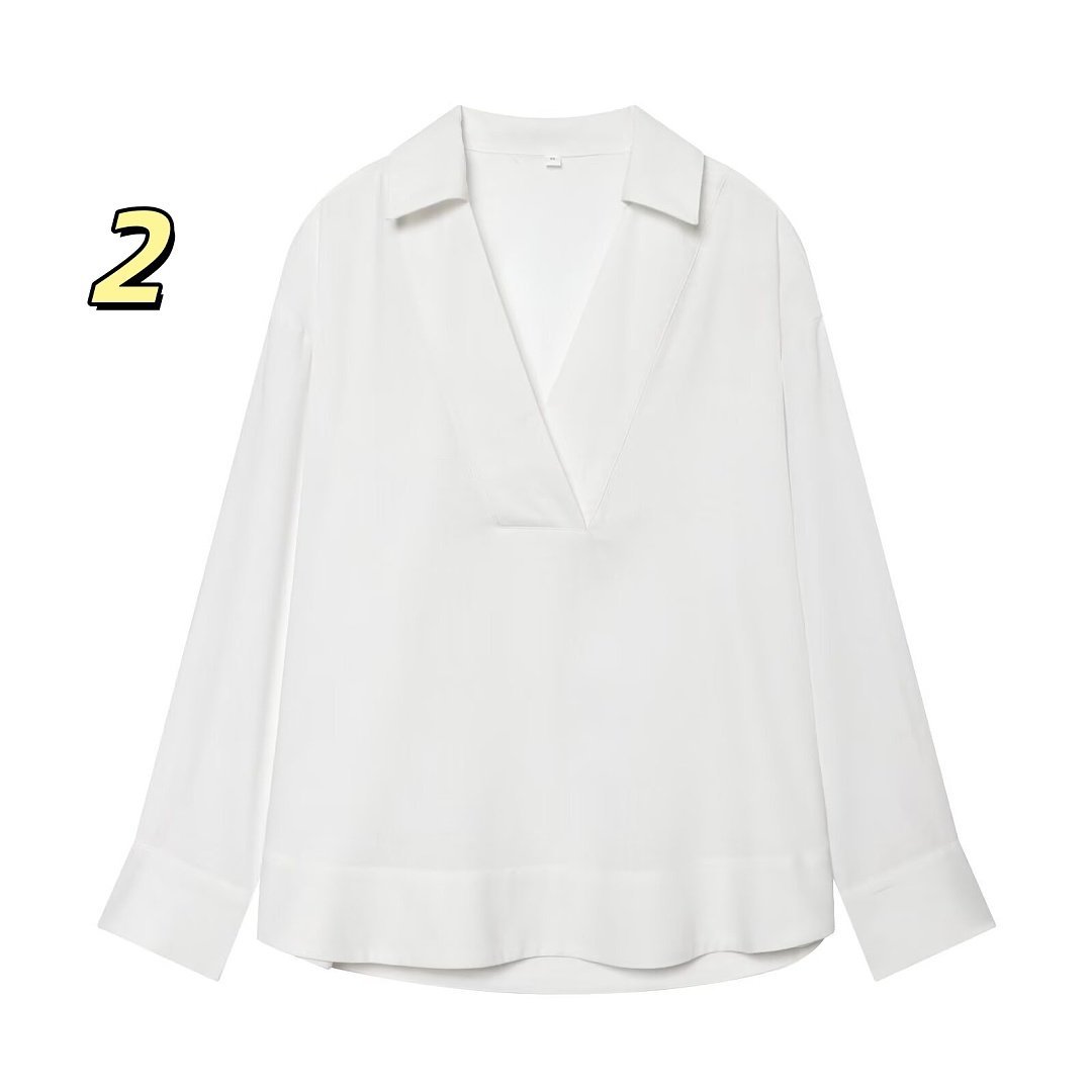 Zara - Bluzka z obszernym kołnierzykiem w 3 kolorach - obrazek 2
