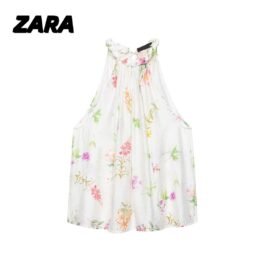 Vestido Zara com babados florais nos ombros