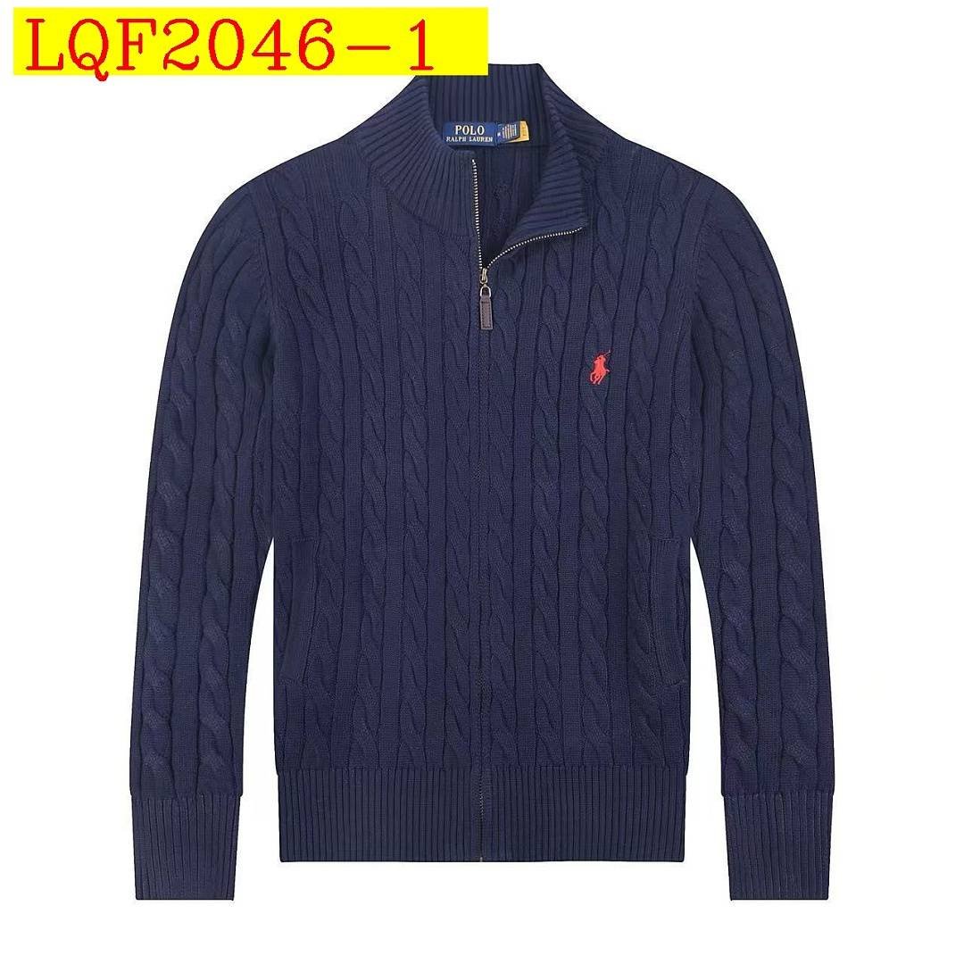 Ralph Lauren - Cardigan Cable Knit Fermeture Complète Col Montant en 7 Coloris