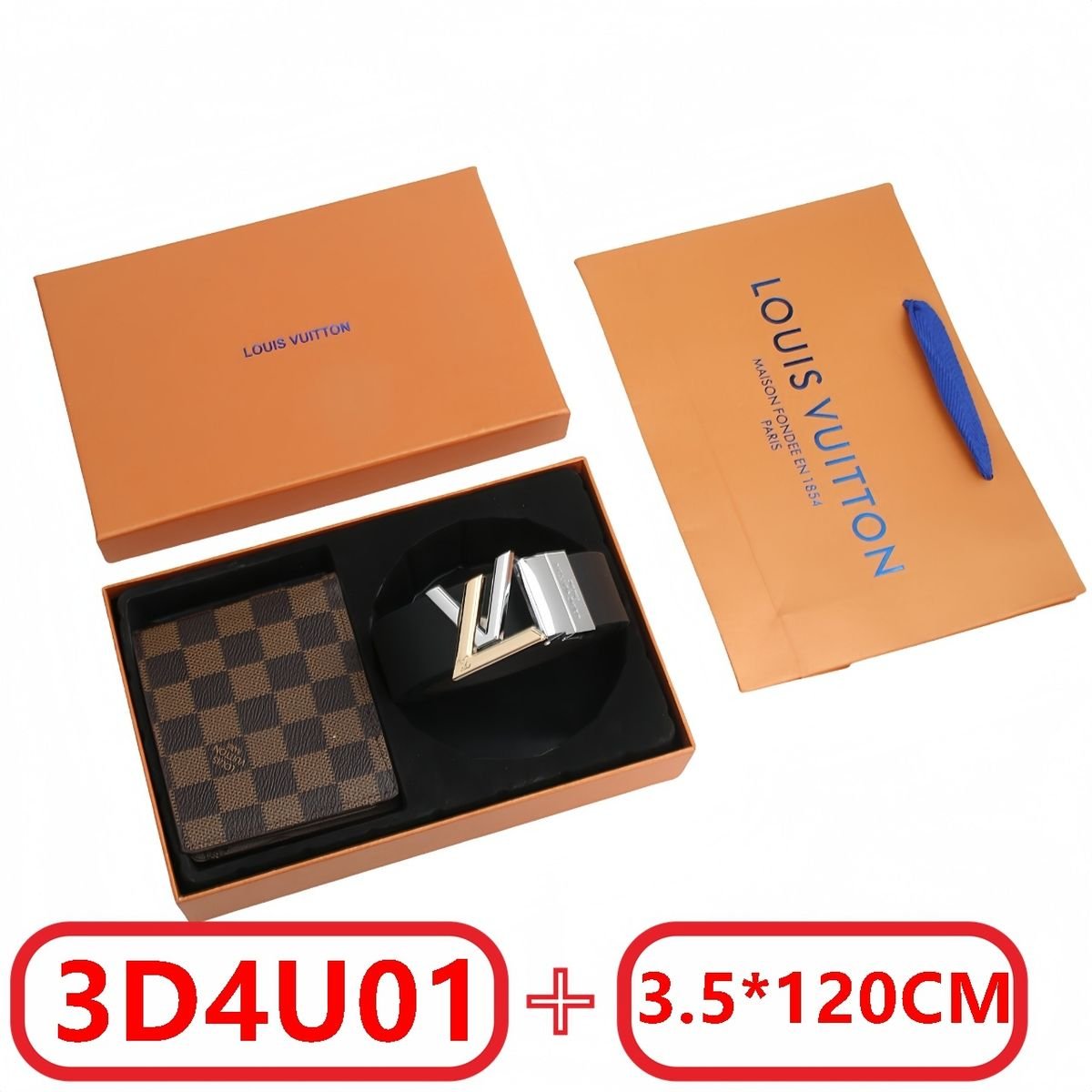 Louis Vuitton - Set regalo cintura e portafoglio Damier in 8 versioni