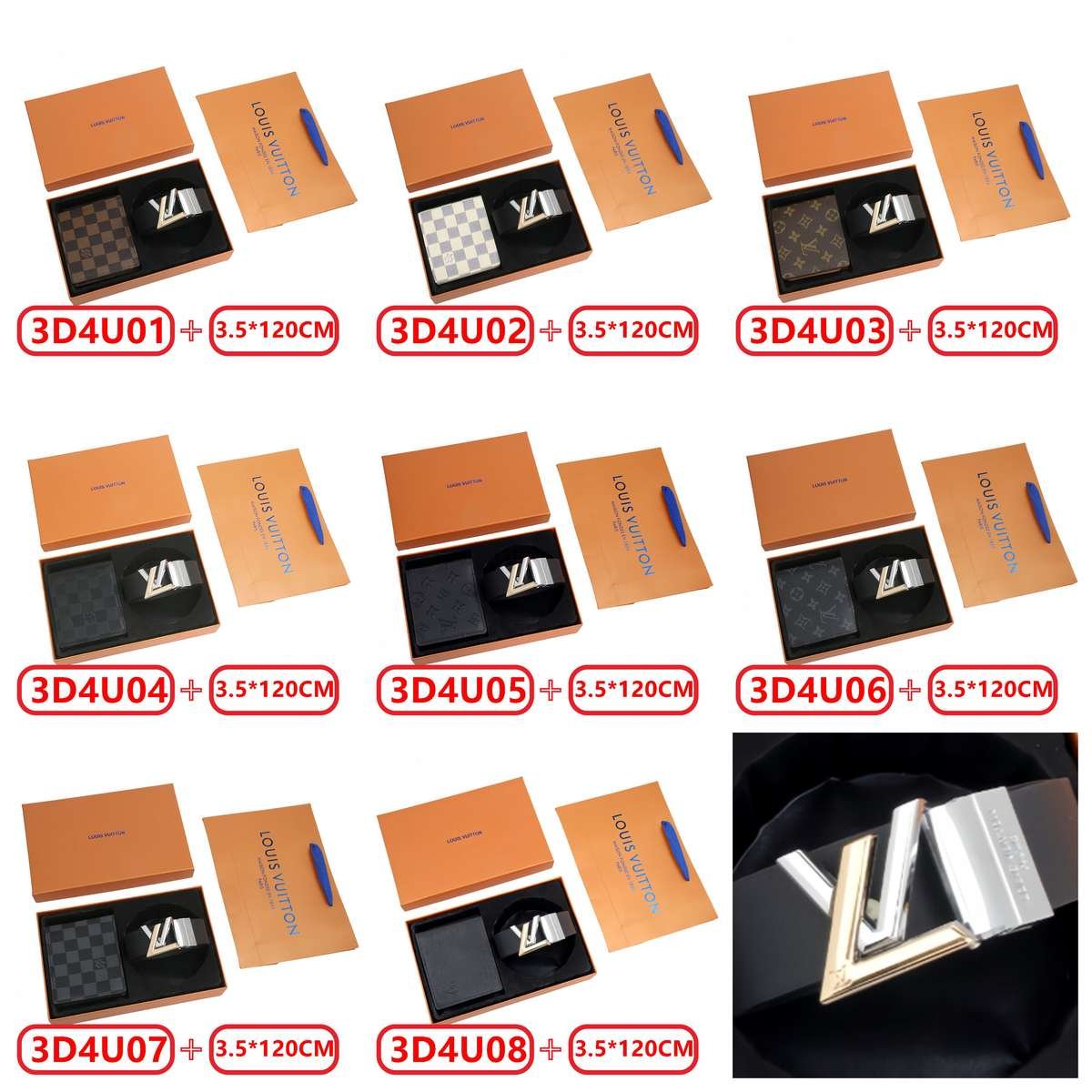 Louis Vuitton - Set regalo cintura e portafoglio Damier in 8 versioni - immagine 11