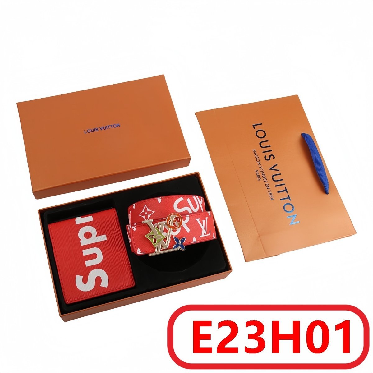 Louis Vuitton - Set cintura e portafoglio × Supreme in 2 versioni