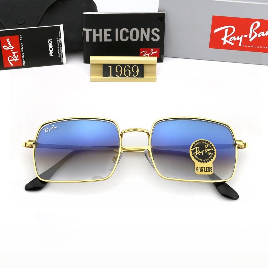 Ray-Ban - Okulary przeciwsłoneczne metalowe o kwadratowym kształcie w 7 kolorach