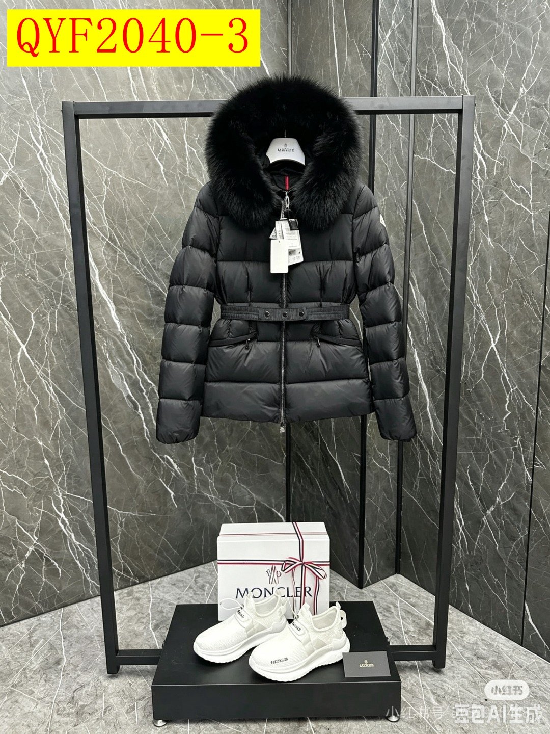 Moncler - Taillierter Daunenmantel für Damen mit Pelzkapuze in 3 Farben – Bild 4