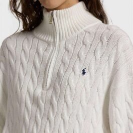 Polo Ralph Lauren - Sweter z dzianiny w splot kablowy z półzamkiem w 3 kolorach